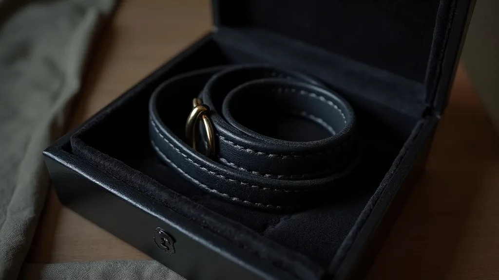 Collier de cuir a anneau et laisse en ecrin a Nantes